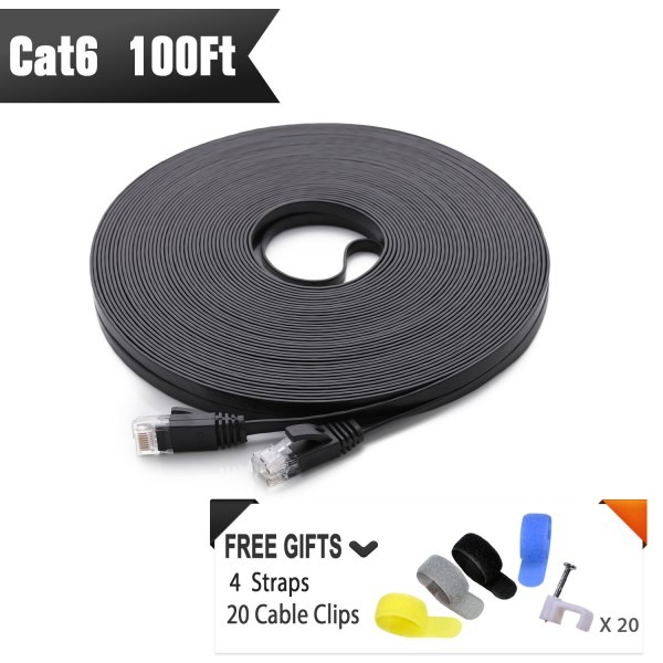 Cat 6 Ethernet Cable 100 ft  (30 Metros) Negro