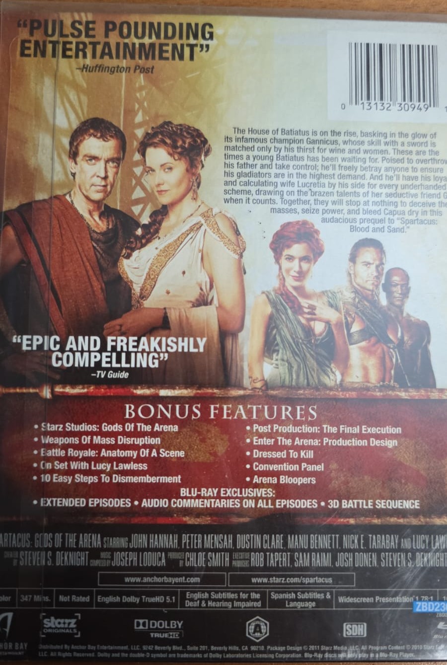 DVD de la Serie SPARTACUS GODS OF THE ARENA en BLUE RAY