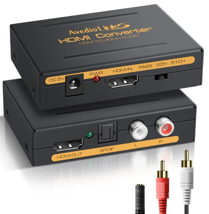 Convertidor de audio, de HDMI a RCA o digital marca Avedio links 4K HDMI Audio Extractor 30Hz Black