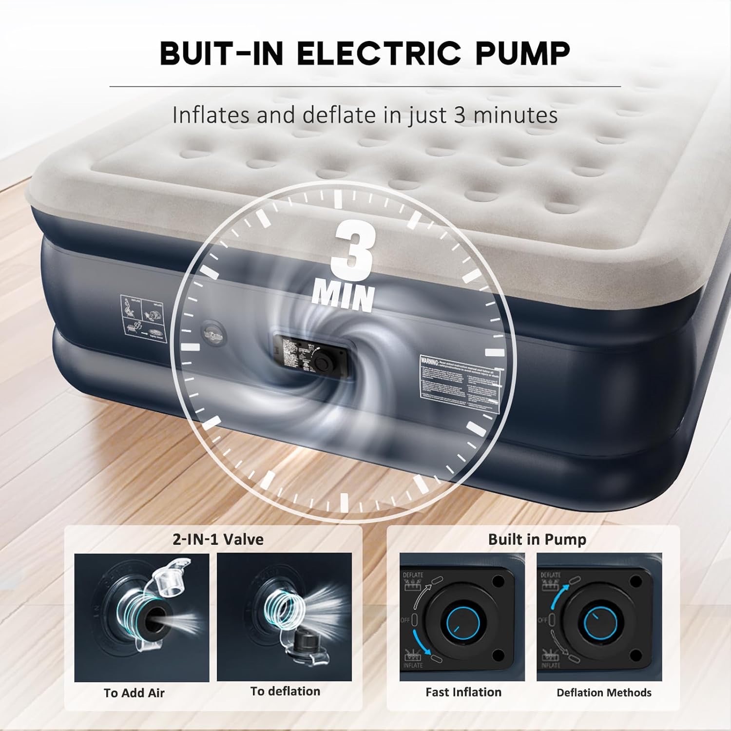 Colchón de Aire Queen 18” portátil con bomba incorporada 